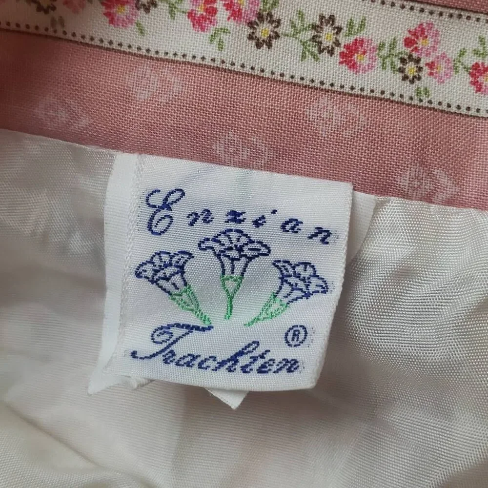 Vintage Enzian Trachter Floral‎ Pink Skirt  Made in Germany